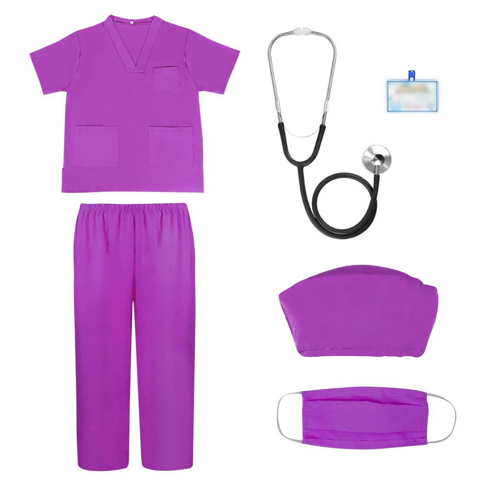 PLLYPE Doctor Costume for Boys Girls 6PCS Doctors Outfit Set including Accessories