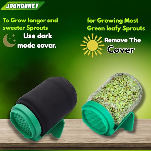Image of JOOMOUNEY Sprouts Making Glass Jar with Seeds, Sprouter with Mesh Lid | Reusable Sprout Maker Jar for Beans Grains & Seeds | Odor-Free Easy Drainage Hygienic BPA-Free(GREEN PACK OF ONE)