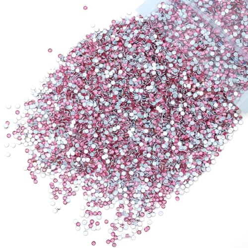 qiipii 10000PCS 2mm Crystal Pink Resin Rhinestones for Crafting SS6 Flatback Dark Pink Stones Bulk Diamonds Crystals Gems Charms for Nails Face Eyes Makeup Tumblers Bottles DIY Crafts Clothes Shoes