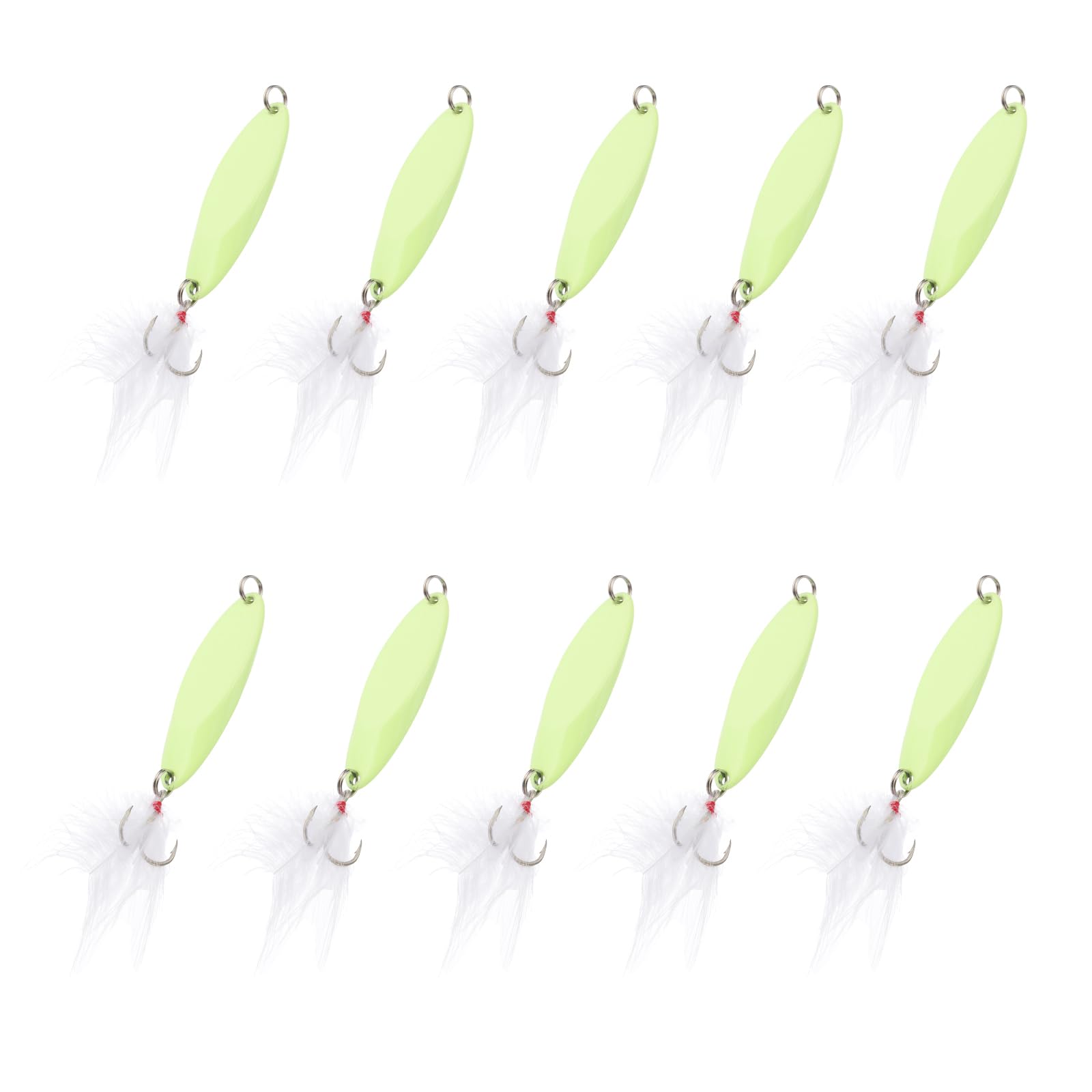 PATIKIL Fishing Spoons, 10 Pcs 3/5 oz Fishing Lures Casting Spoon Treble Hooks Jigs Hard Metal Spinner Baits for Freshwater Saltwater Salmon, Yellow