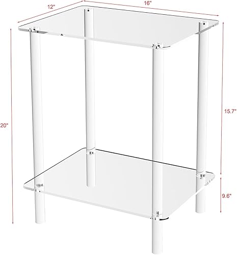 Miniatura 3 de Juego de 2 mesas auxiliares de acrílico transparente de alta calidad, mesa auxiliar de 2 niveles, mesita de noche, mesa auxiliar, ideal para