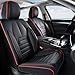 Coverado Car Seat Covers Full Set, Black Redline Seat Covers for Cars, Automotive Seat Covers, Waterproof Nappa Leather Front Seats and Back Car Seat Protector, Universal Fit for Most Cars SUV Trucks