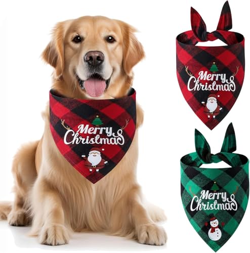 2 Stück Weihnachten Haustier Bandana,Halstuch Hund Weihnachten,Pets Dreieck Lätzchen,Haustier Bandanas,Halstuch Einstellbare für Hunde Katze,Pets Halstuch Deko,Dreieckstuch