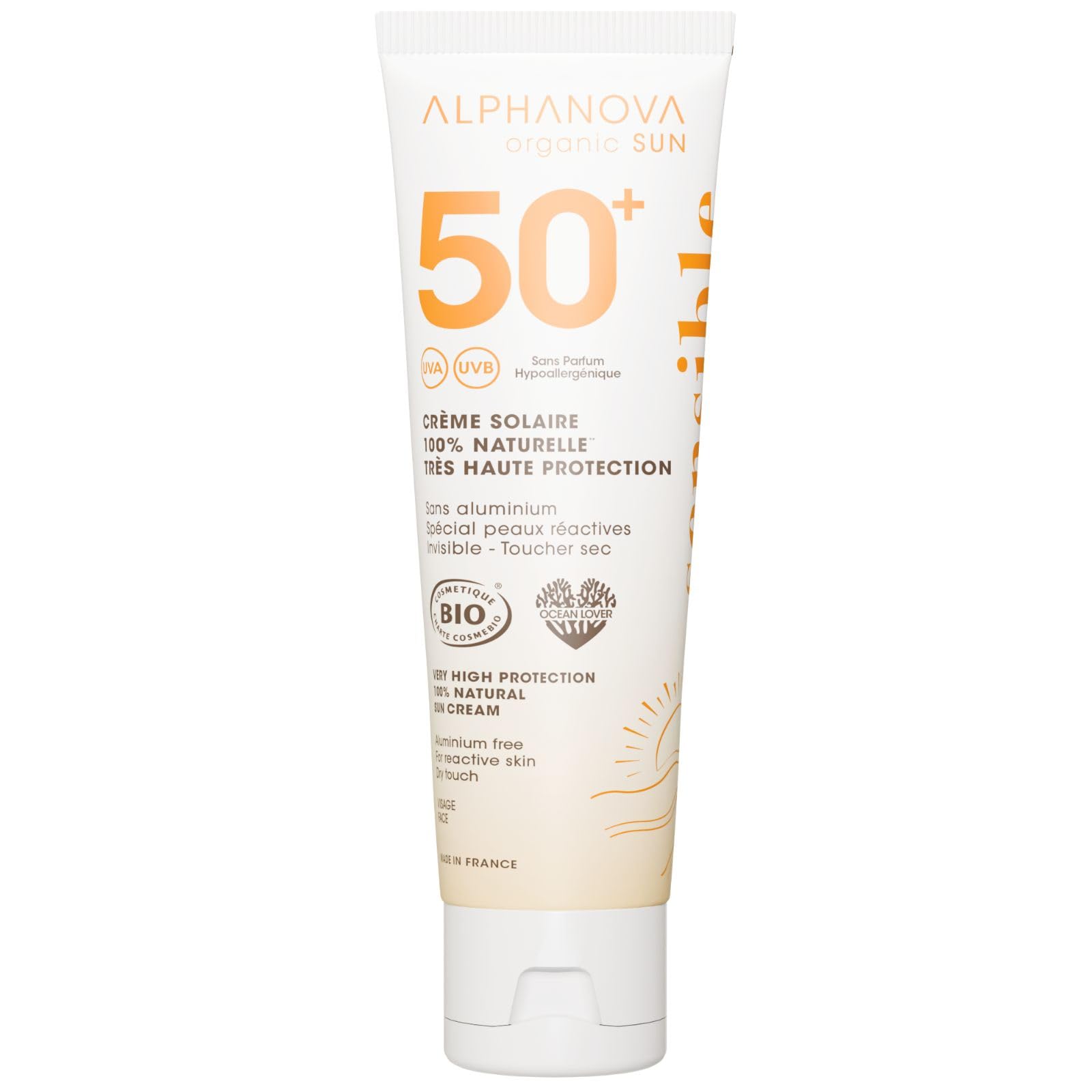 Crème solaire sensible SPF50+ visage – haute tolérance, sans parfum