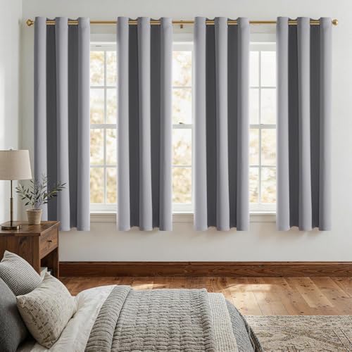 ChrisDowa Blackout Curtains for Bedroom 4 Panels Set, Light Grey, 42 x 63 42"W x 63"L (Pack of 4) Light Grey