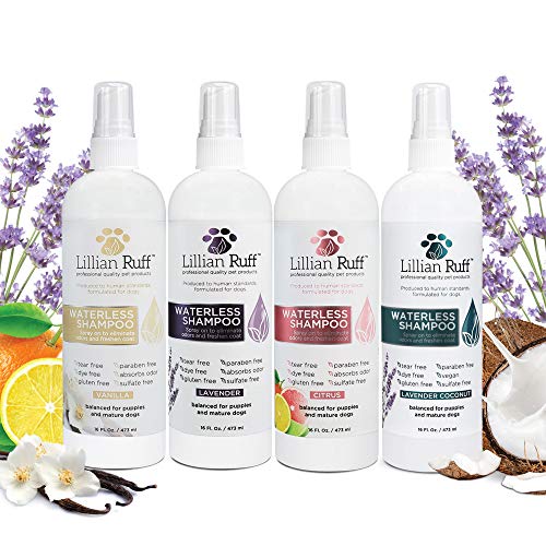 Lillian Ruff Waterless No-Rinse Dog Dry Shampoo Spray With Hydrating Essential Oils - Ph-Balanced Dry Shampoo For Dogs - Clean, Condition, Detangle & Deodorize Dry, Sensitive Skin (Gallon) #TOP4
