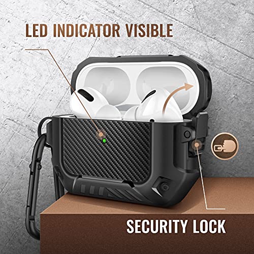 Image of MOBOSI for AirPods Pro 2 Case, Compatible with AirPod 2nd Generation Cover [Compatible with MagSafe] with Lock&Keychain&Cleaner Kit, Full Body Shockproof Protective Hard Shell (2023), Black | with Cleaner Kit