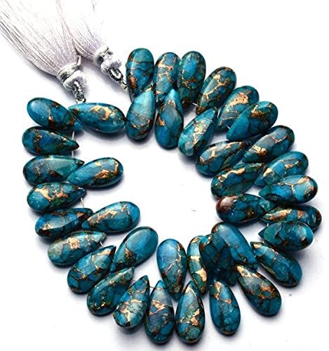 Perles turquoise Mojave bleu cuivre 15x7MM briolette forme poire lisse sur fil de 5.5 pouces