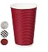 Quality Disposable Hot Coffee Insulated Cups By Golden Spoon – 50 Pack – Stylish Contemporary Ripple Design - Perfect For Coffee Shops And Bars (16 oz, Red Design)