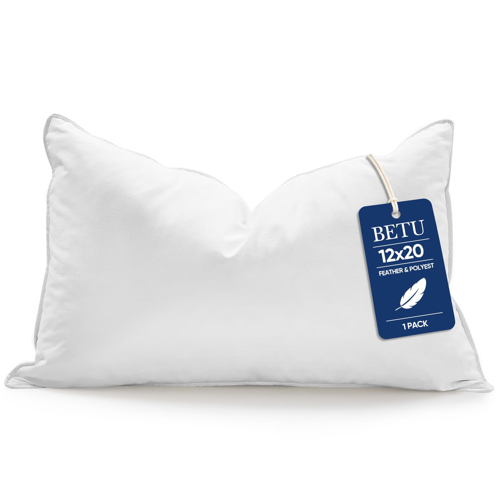 BETU Lumbar 12x20 Pillow Inserts, Set of 1 Feather Throw Pillows for Couch
