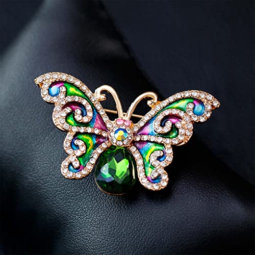 Hetica 5Pcs Enamel Butterfly Brooch Colorful Art Butterfly Brooch Women Animal Crystal Insect Pin Lapel Pin Safety Brooch Pins #TOP6