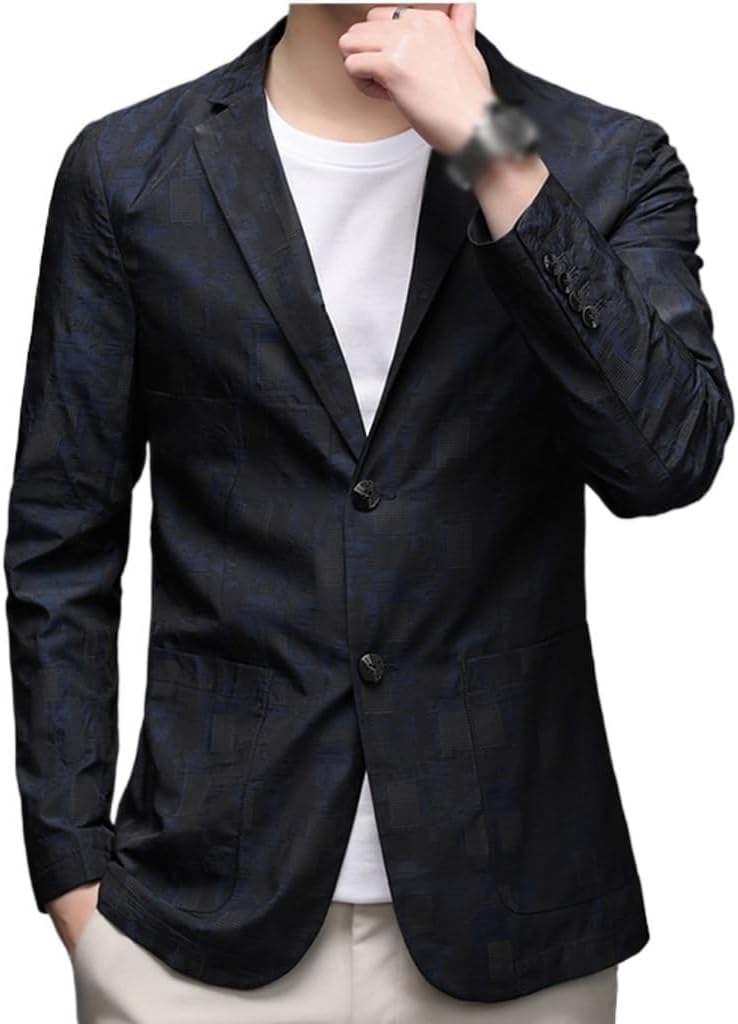 Suit Jacket Men's Spring and Autumn Casual Thin Single Western Fashion Slim-Fit Suit Jacket Men(L Code)