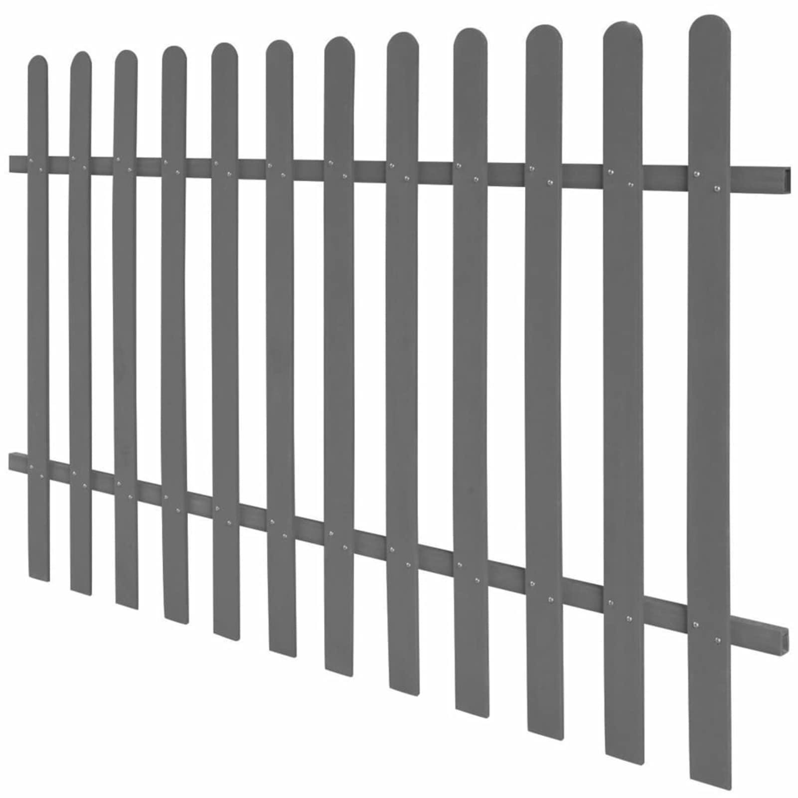 Gecheer Garden Fence Barrier WPC Picket Fence Outdoor Barrier Border Palisade WPC 200x120 cm Type2