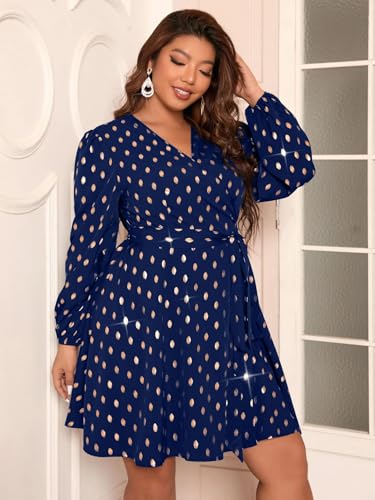 Image of RED DOT BOUTIQUE 836 - Chiffon Long Sleeves Wrapped V Neck Long Waist Ties Club Solid Black Dress Plus Size