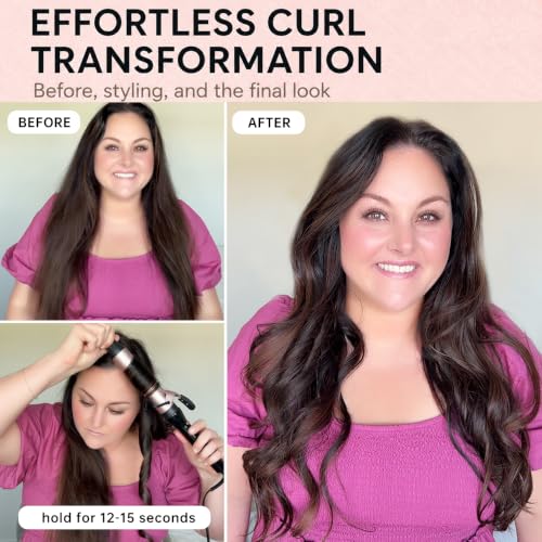 Image of 1 1 /2 Inch Curling Iron: Hahahope Large Barrel Hair Curler for Beach Waves