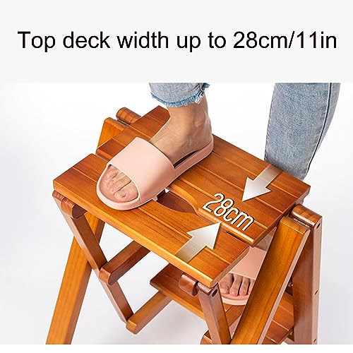 Taburete portátil de 4 escalones y silla plegable de madera para proyectos de bricolaje 7