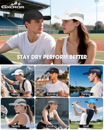 Image of GXCROR Running Hat for Men Women Quick-Dry Baseball Cap UPF50+ with Breathable Mesh, Adjustable Hook & Loop for Outdoor