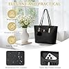 URAQT Women Handbags, 15.6 inch PVC Leather Large Tote Bags Shoulder Bag with Zip, Women's Laptop Bags, School Handbag for Girls, Ladies Fashion Simple Black Handbag, for School Work Travel Shopping #1
