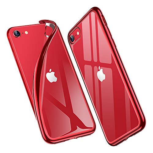 ESR Coque pour iPhone Se 2020/8/7, Bumper Housse Etui de Protection Premium [Anti Choc][Ultra Fin][Ultra Léger][Compatible avec Le Rechargement sans Fil] pour iPhone Se 2020 (Rouge)