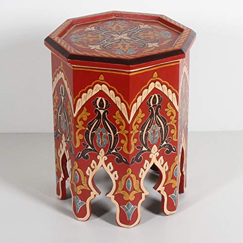 Casa Moro Tea-table side-table colourful wood "Rakia ruby red" Moroccan Oriental style accent vintage furniture handmade hand-painted HM1051