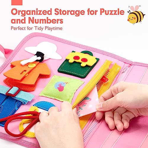 Image of hahaland Busy Board for Toddlers Boys Girls Montessori Toys for 3+ Year Old Preschool Educational Learning Activities Toddler Travel Toys for Ages 3 4 5 with Life Skill Number Color Weather