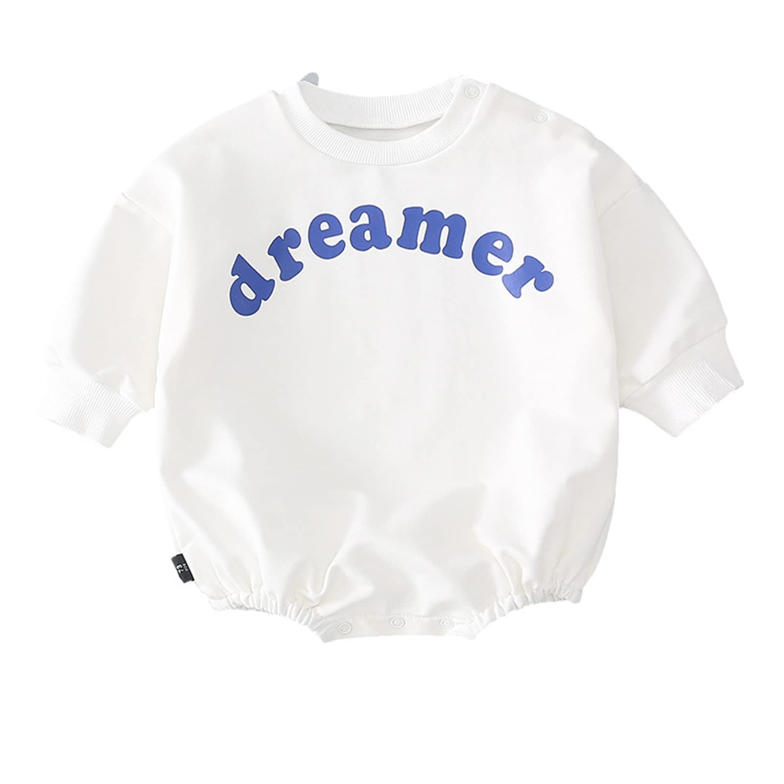 Baby Girl Boy Crewneck Sweatshirt Romper, Long Sleeve Rainbow Pullover Sweater Top Warm Fall Winter Clothes