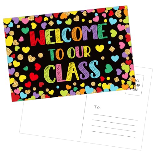 WaaHome Teacher Welcome Postcards For Students - Back To School Postcards for Students from Teacher - Welcome To My Class Postcards Kindergarten Elementary School Supplies