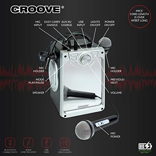 Croove Karaoke Machine For Kids - Kids Karaoke Machine For Girls And Boys With 2 Microphones – Bluetooth, Aux, Usb Connectivity And Flashing Disco Lights In Singing Machine #TOP2
