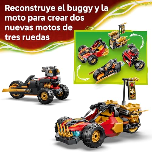 Miniatura 3 de LEGO Ninjago Vehículos Combinables de Kai y Cole – Coche y Moto de Juguete, 3 Minifiguras Inc. Kai y Cole con Armas Ninja – Regalo de Cumpleaños para Niños de 7+ Años y Fans – 71864