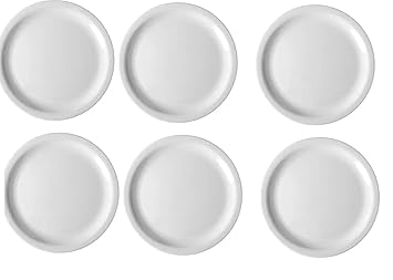 Melamine Round Thali Plate, Set of 6, White, 12.5
