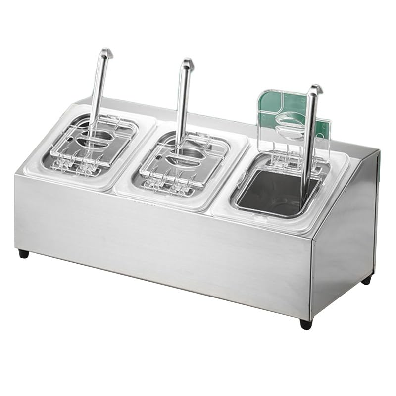 Stazione per la Preparazione degli ingredienti per Pizza in Acciaio Inox con Coperchio, contenitori per condimenti e spezie per Forno per Pizza da Esterno, Include vassoi con Scomparti per l