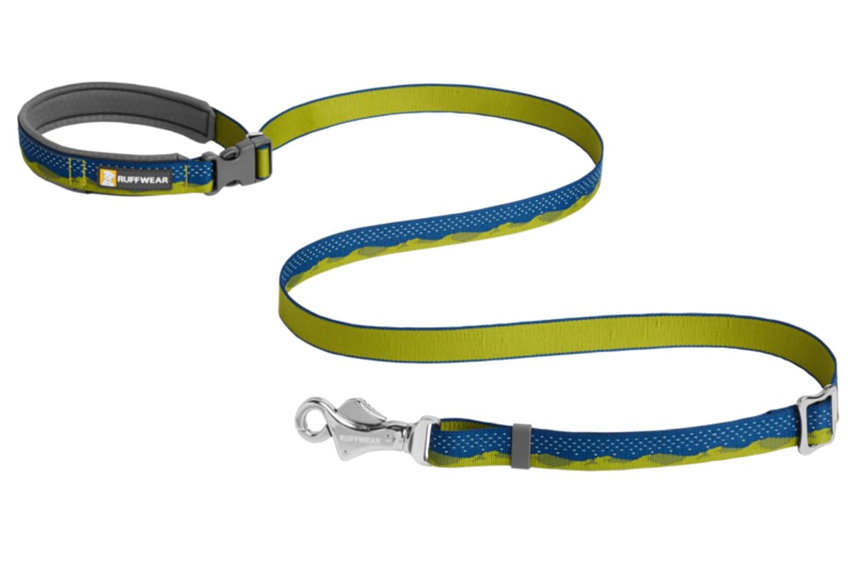 RUFFWEAR Crag Hundeleine, Kann in der Hand Gehalten oder um die Hüfte Getragen Werden, Reflektierende und Verstellbare Leine, Grüne Hügel