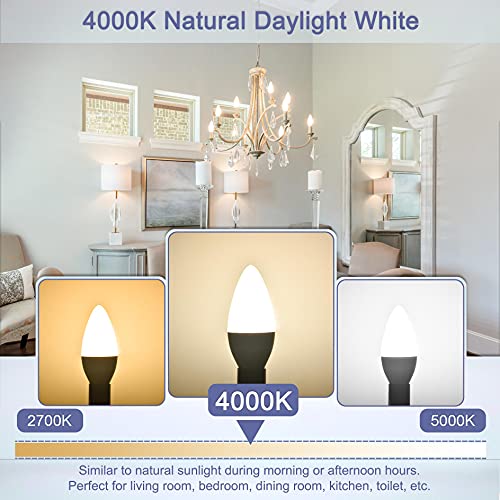 Sailstar Candelabra Light Bulbs 60 Watt Equivalent, 4000K Natural Daylight, 5W E12 Small Base Type B Led Bulbs, 500 Lumens, Chandelier Ceiling Fan Light Bulbs, Cri 85, Non-Dimmable, Pack Of 3 #TOP2