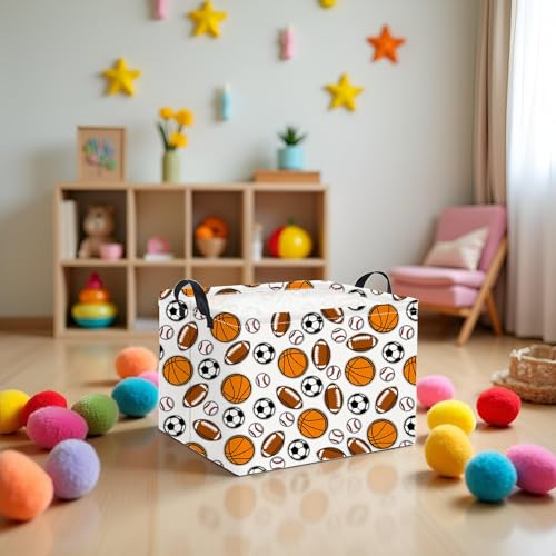 Image of Rectangular Easter Basket Baby Girl Basket Fabric Storage Bin Organizer Box Room Decor(Sports)