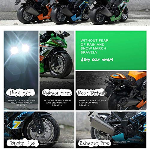 Gilumza Pull Back Motorcycle Toys, Tiny Gift with Music Lighting, Race Motorcycles Toy for Boys Kids Age 3 4 5 6 7 8 Year Old (Orange) - Image 5