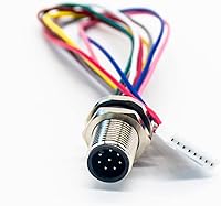 Vista 1 de Elecbee Código masculino del conector A del soporte del panel de M12 8Pin con los alambres terminales los 30CM AWG24 para la señal y el escudo