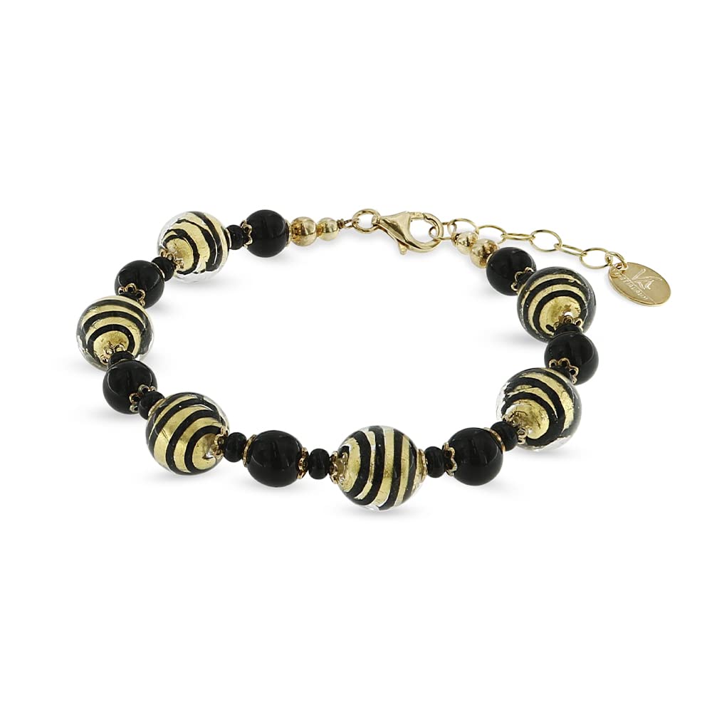 Venetiaurum - Bracciale con Sfere in Vetro Originale di Murano e Argento 925 - Gioiello Made In Italy Certificato