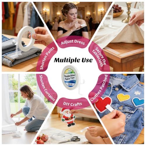 Image of Hem Tape No Sew No Iron, 1 /2In X 82FT Hemming Tape for Pants | Stitch Witchery Hemming Tape, Heavy Duty Double Sided Tape for Clothes, Pants, Curtains, Dress, Jeans, Rug, Carpet, Arts