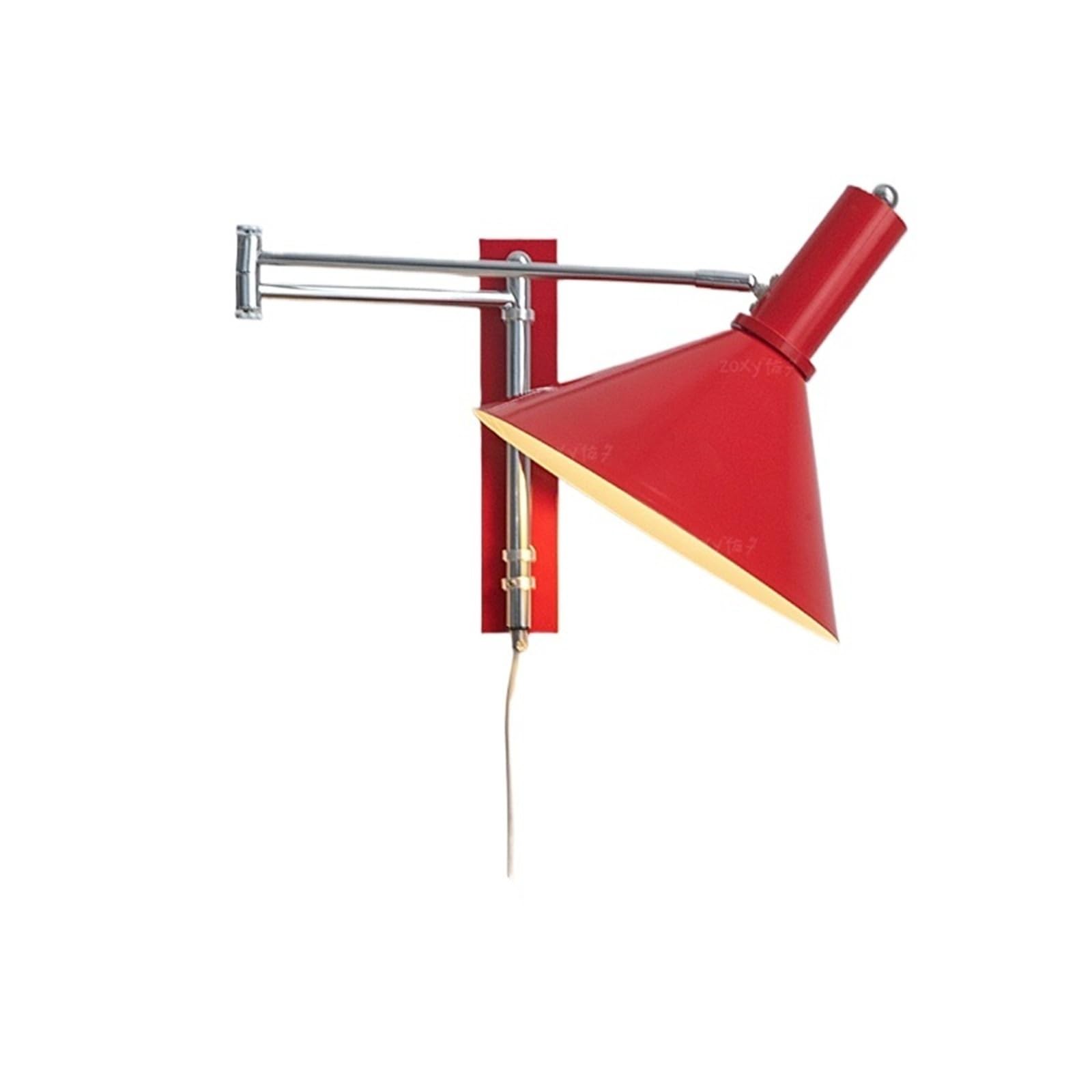 Aplique de pared E27 giratorio blanco y rojo ideal para leer en la mesita de noche del dormitorio