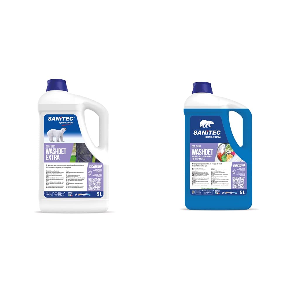 Detergente Liquido Lavatrice Supersgrassante per Sporco Ostinato - 5 kg & Washdet - Detergente Liquido per Bucato a Mano e in Lavatrice - Bianchi e Colorati - Orchidea Blu - 5,1 kg