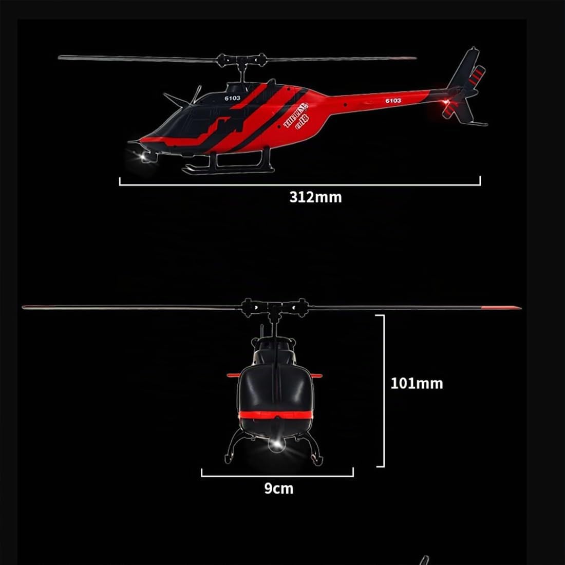 RC ERA C138 Bell 206 Hélicoptère RC pour adultes, échelle 1/33, 6 canaux, gyroscope 6 axes, rotor simple, sans ailon, avec positionnement du flux optique et maintien de l'altitude – RTF/4