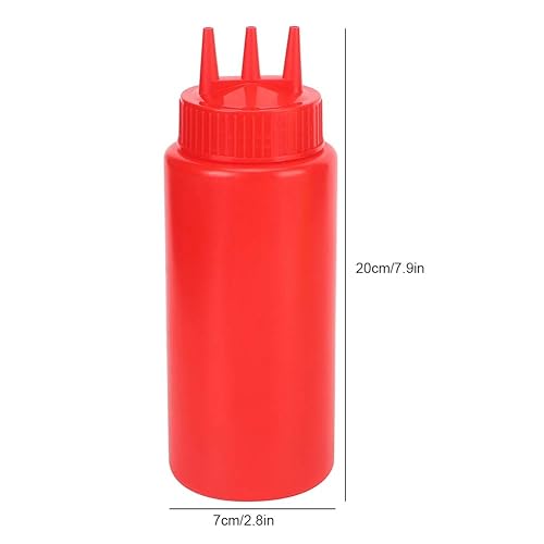 Miniatura 9 de Botella de condimentos para exprimir de 3 agujeros con tapa para salsas de aderezo de ensalada ketchup de plástico