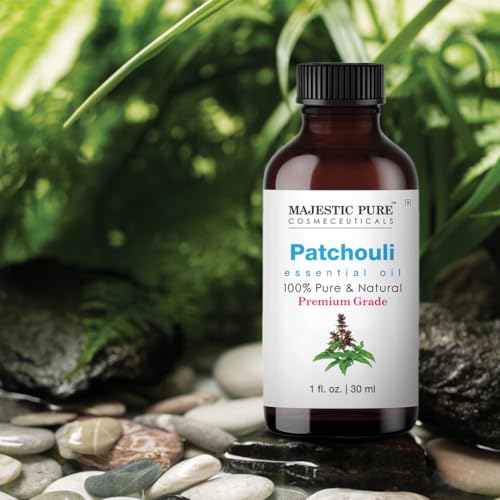 Image of Majestic Pure Essential Oil with Glass Dropper - 100% Pure and Natural - Essential Oils for Diffuser, Aromatherapy, Soap and Candle Making, Patchouli Essential Oil, Patchouli Oil, 1 Fl Oz (Pack of 2)