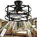 Vintage Industriel Ventilateur de Plafond avec Lumière LED Lampe de Plafond avec Télécommande Silencieux Lustre De Ventilateur Métal Noir Fan Éclairage de plafond pour Salon Chambre Table à Manger