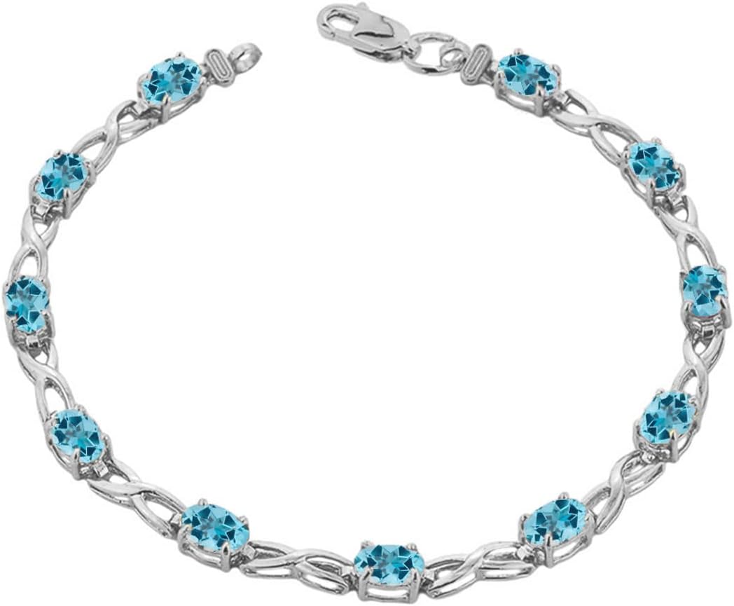Elegant 10k White Gold Personalized Genuine Birthstone Infinity Bracelet