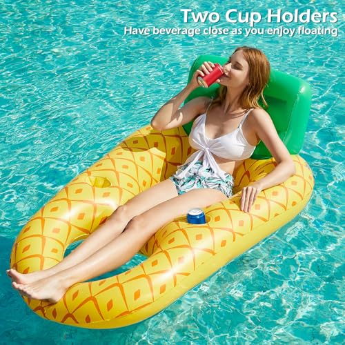 Image of Jasonwell Inflatable Pool Float Adult - Pool Floaties Lounger Floats Raft Floating Chair Water Floaties for Swimming Pool Lake Lounge Float with Cup Holders Beach Pools Party Toys for Adults