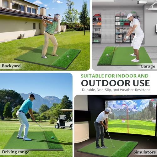 Thickened Dual-Turf Golf Mat: 5x4ft 31mm/21mm Heavy-Duty Golf Hitting Mats Practice Outdoor/Indoor, Elite Dense Artificial Turf Matt Training Aid for Backyard/Garage/Driving Range/Simulators - Image 6