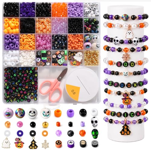 SVKN 1900 Pcs Halloween Mix Beads for Jewelry Making