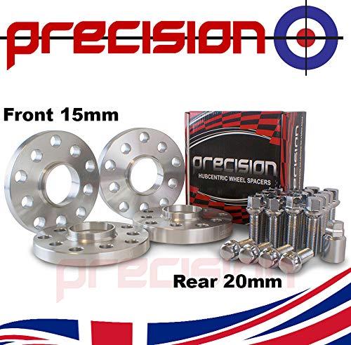 Precision Staggered Wheel Spacers 15/20mm with Bolts and Locks for OEM ?W Golf Alloys