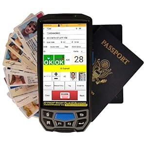 IDVisor Smart Plus ID Scanner - Drivers License and Passport Age Verification & Customer Management - Extra Large 5" LCD Screen, Charger Cradle, Hand Strap, Spare Battery & More